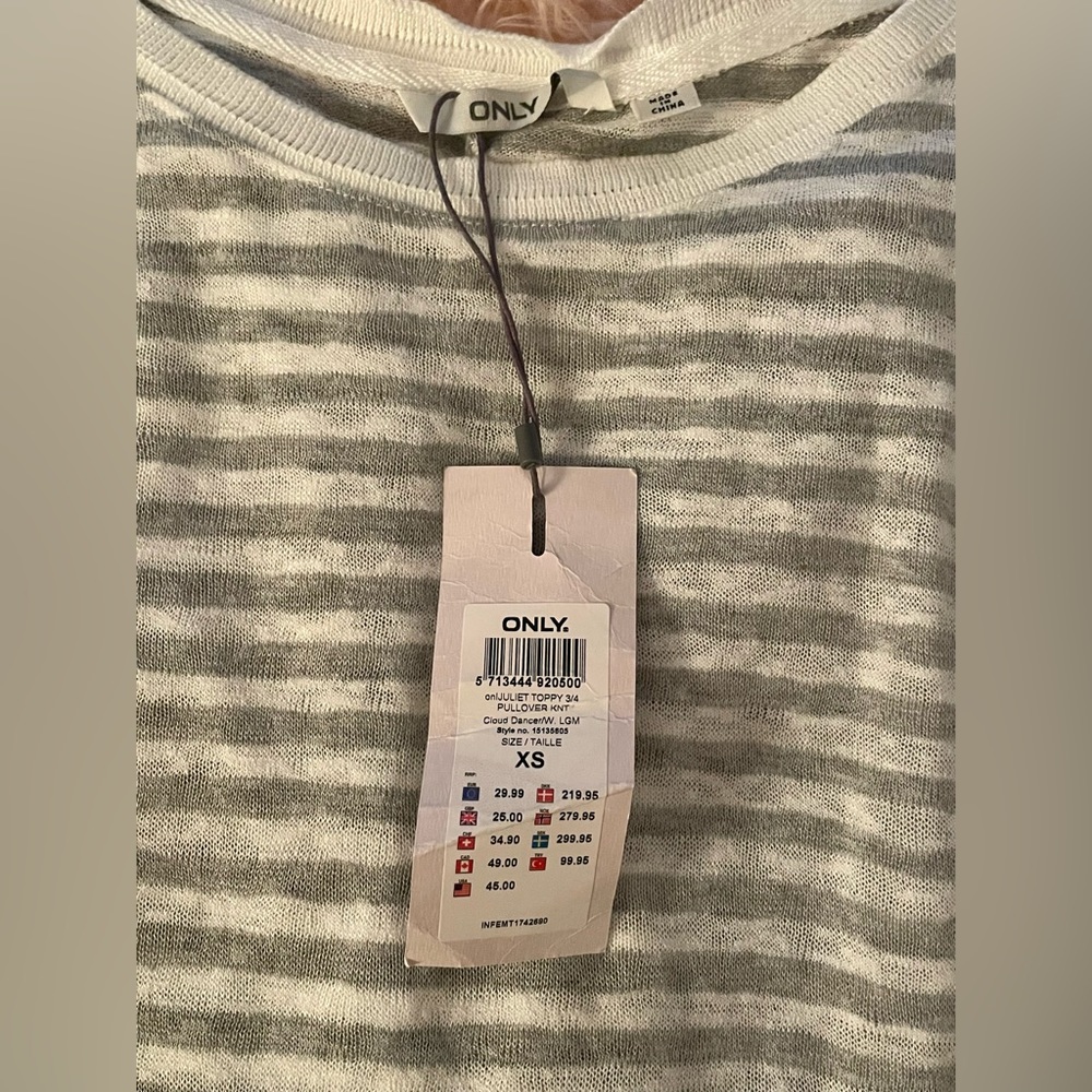NWT Only White/Grey Striped Tunic or T-shirt Dress